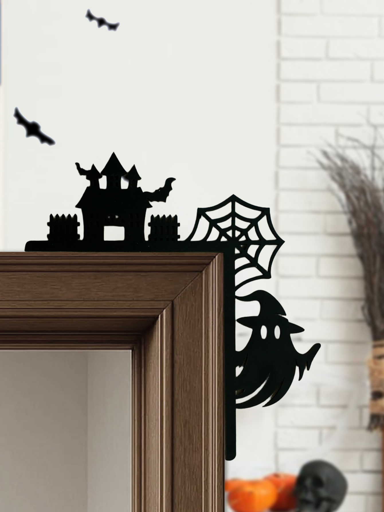 Home Decor Gothic - Wooden Halloween Door Corner Decor, Gothic