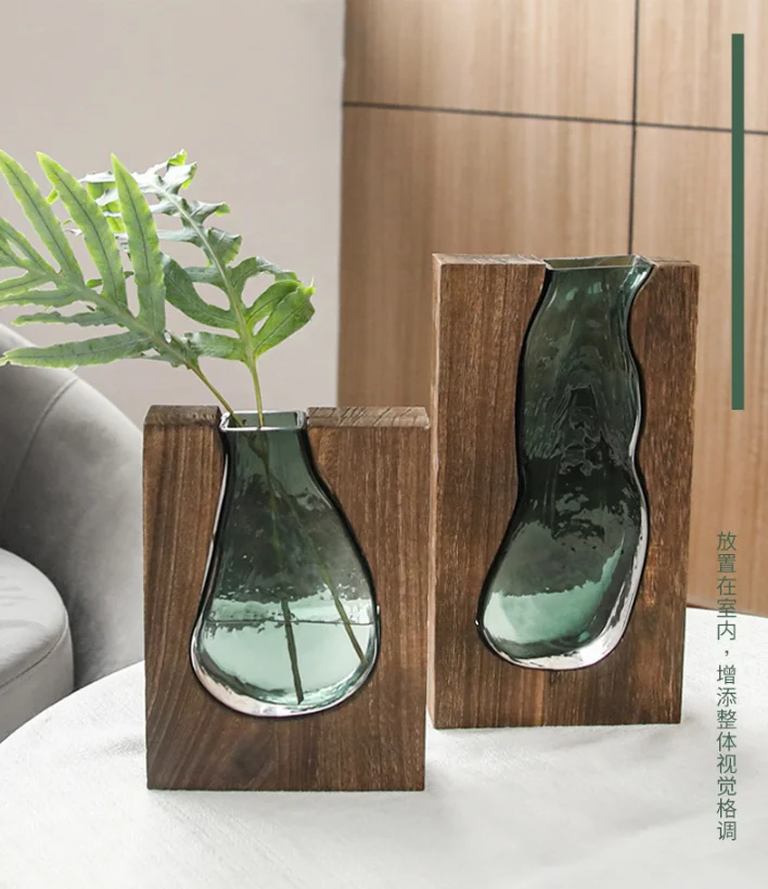 Glass Vase Nordic - Glass Vase with Nordic Log Solid