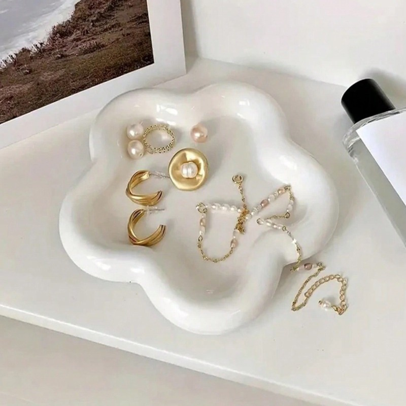 Ceramic Trinket Dish - 1pc Room Decoration Jewelry Tray -