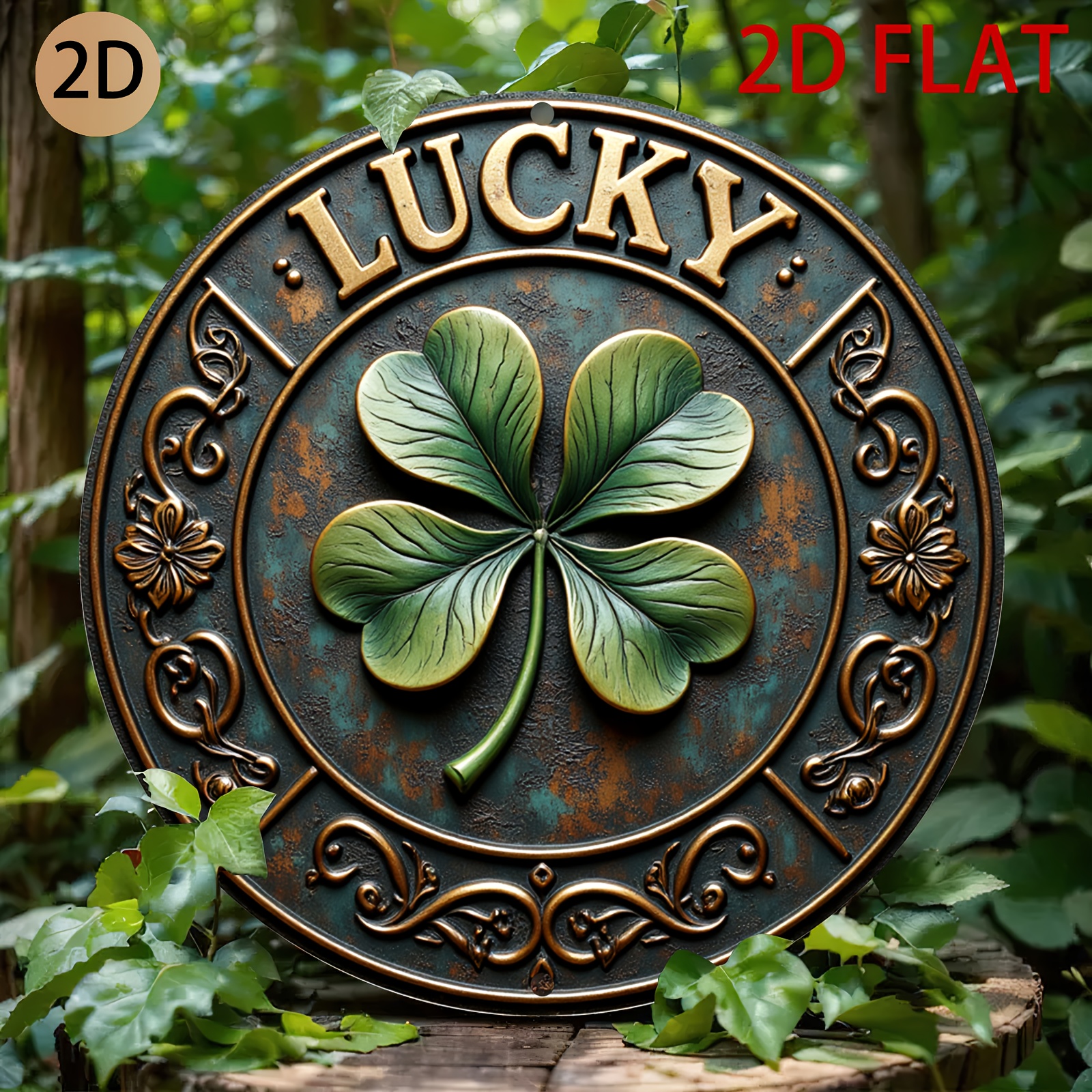 Home Decor Logo - Vintage Rustic Metal Lucky Clover Wall