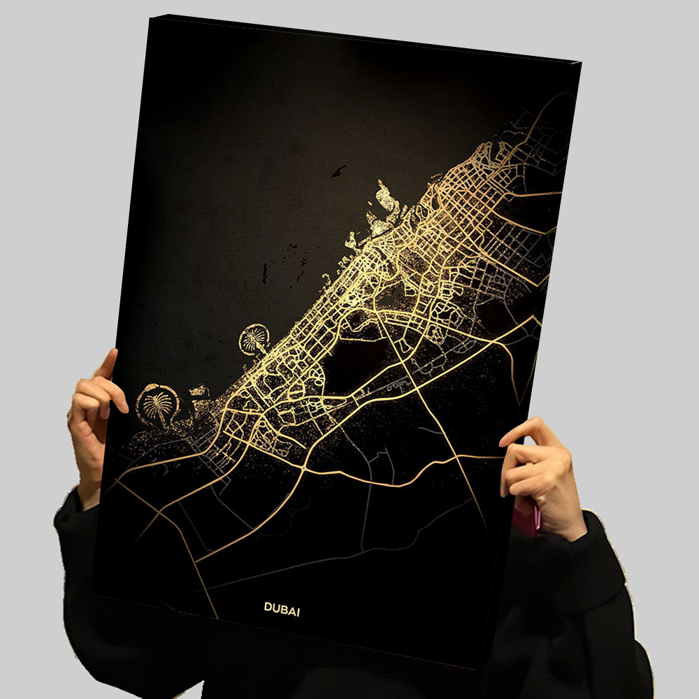 Home Decor Dubai - Dubai Map Prints Poster Custom Canvas