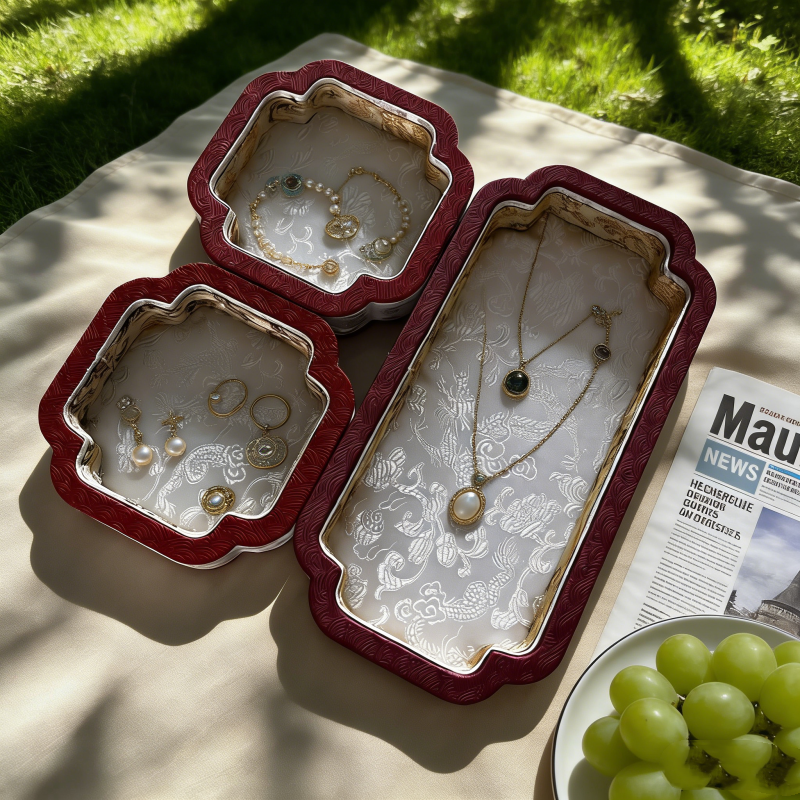 Ceramic Trinket Dish - Luxury Court-Style Jewelry Display Box, Jade