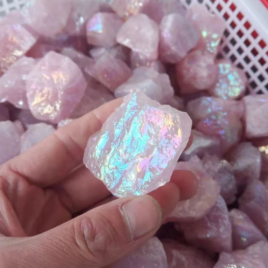 Home Decor Modern Organic - Wholesale Electroplate Pink crystal raw stone