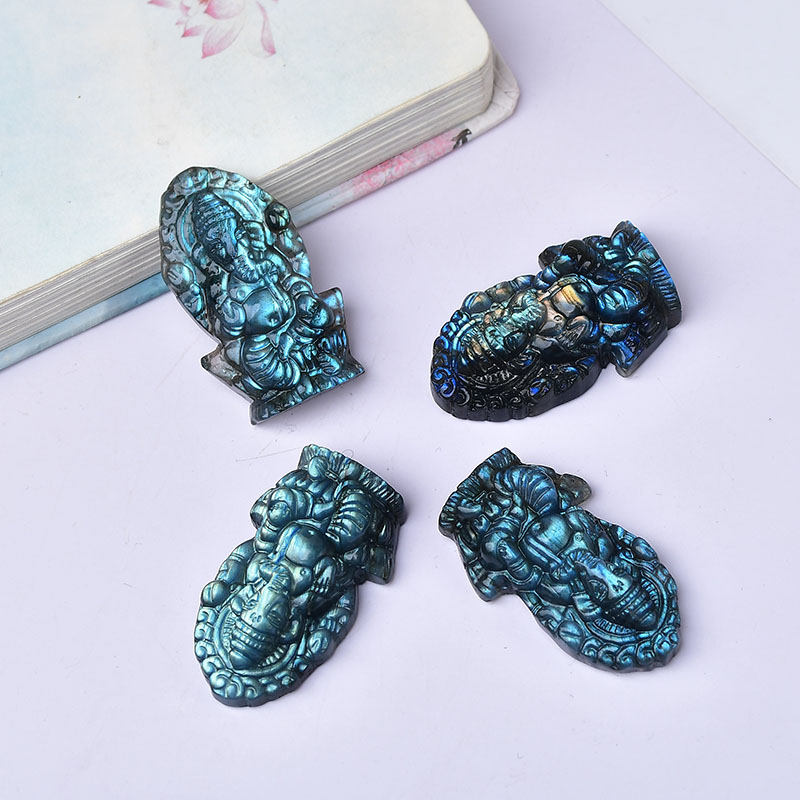 Home Decor Modern Organic - Labradorite Ganesha Gift Pendant Aquarium Purpurita