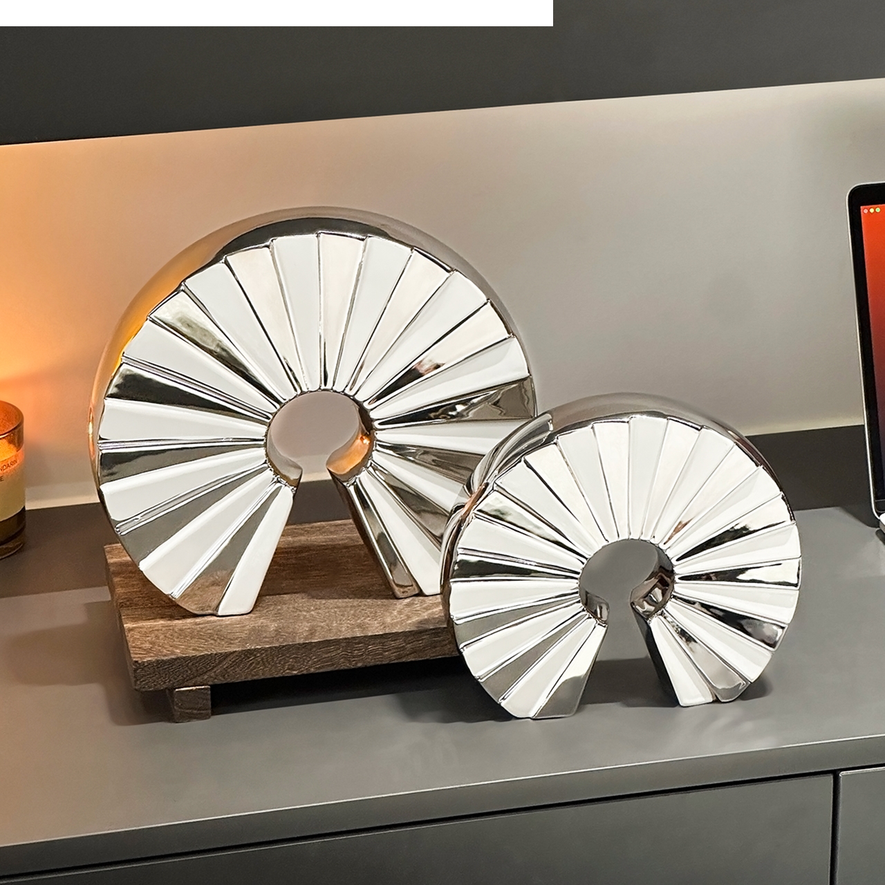 Home Decor Modern Organic - Ceramic Handicrafts Fan-shaped Ornaments Geometric Semi-circular