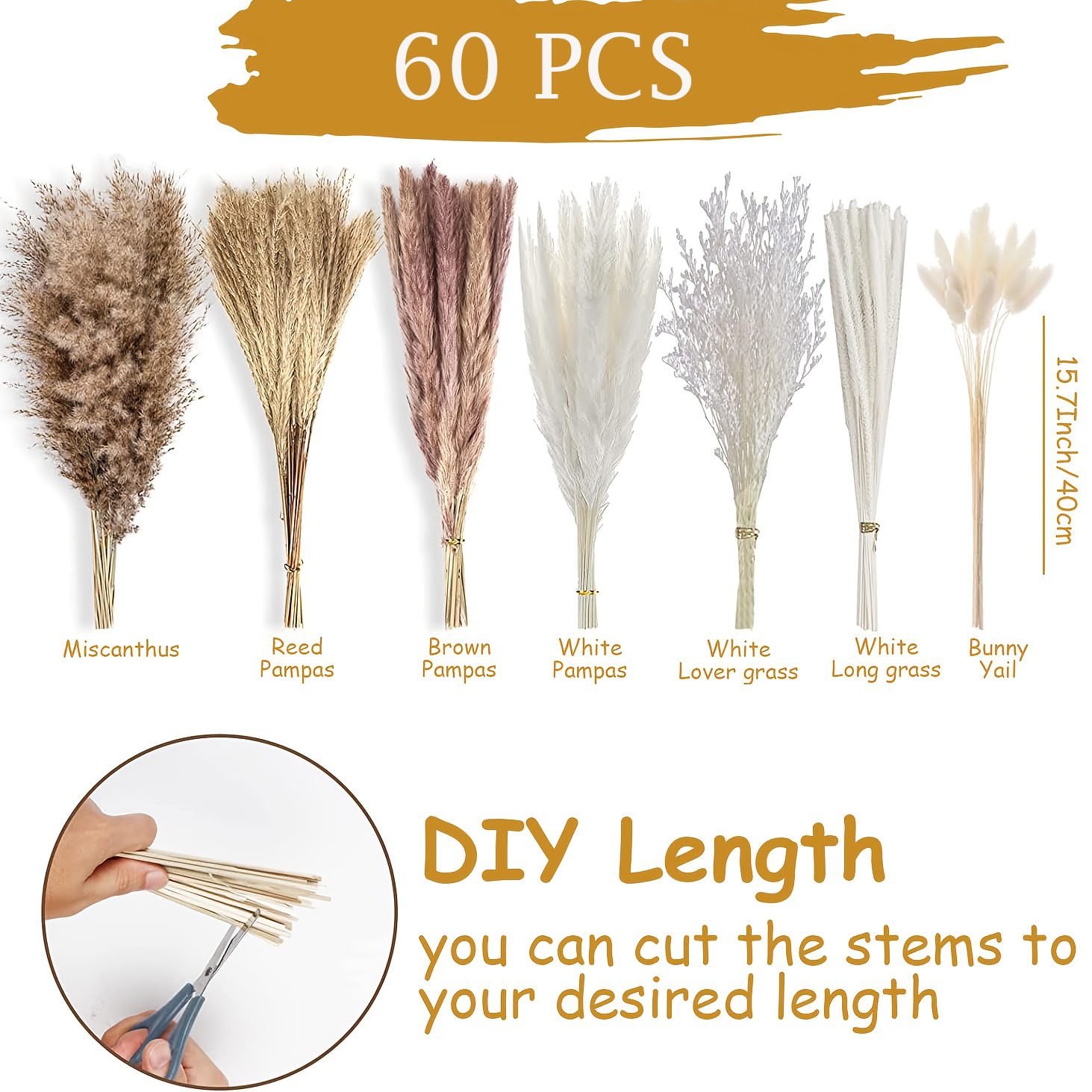 60 Pieces Dried Pampas Grass F – обзор и цена Dried Flower Bouquet