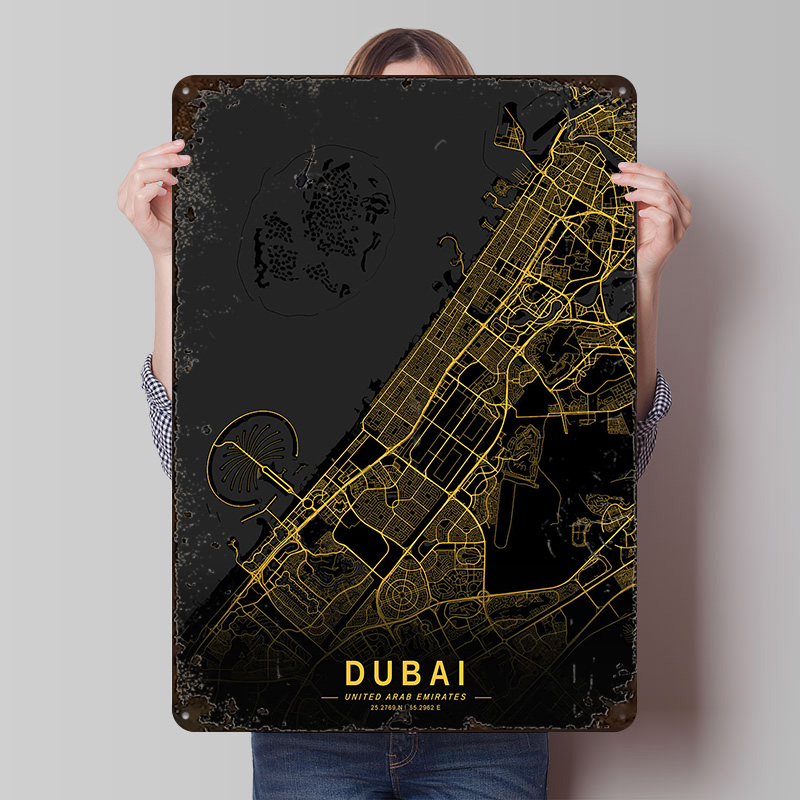 Golden Dubai City Map Metal Po – обзор и цена Home Decor Dubai