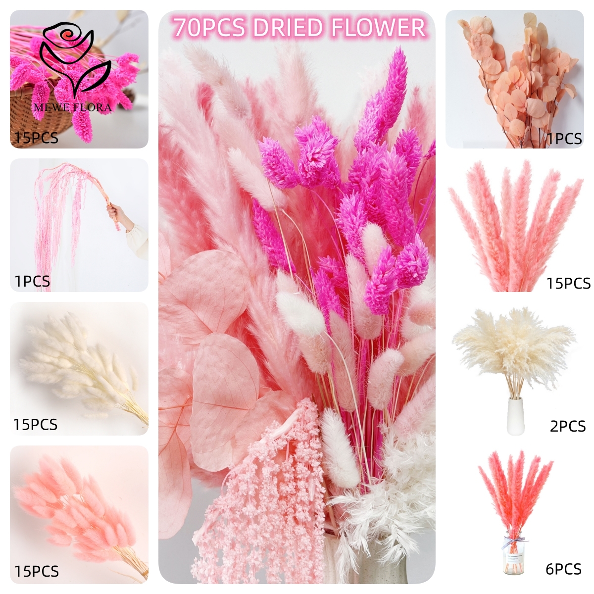 Natural Pampas Pink Dried Flow – обзор и цена Dried Flower Bouquet