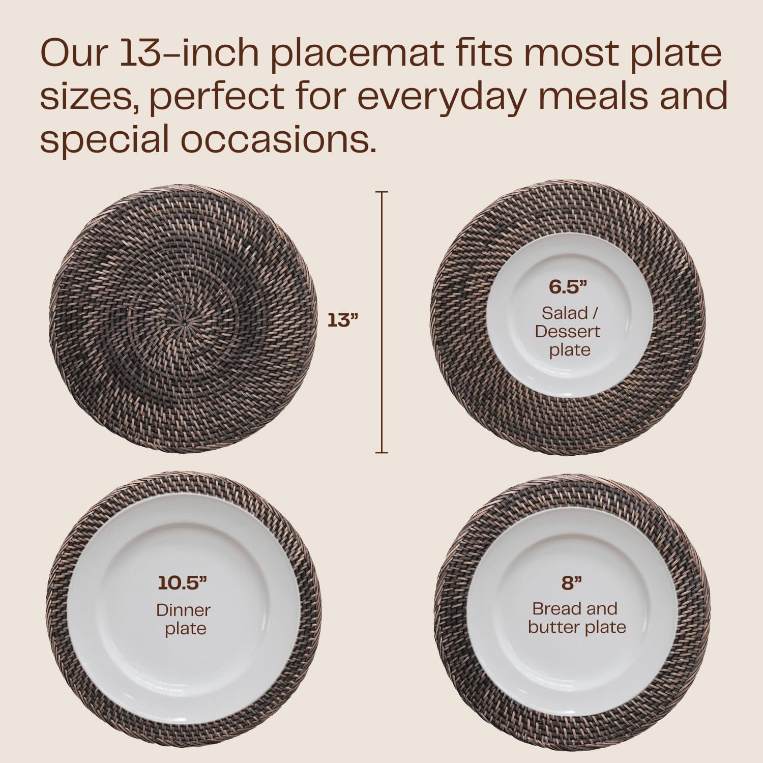 4-Pack 13-inch Rattan Placemat – обзор и цена Home Decor Rattan