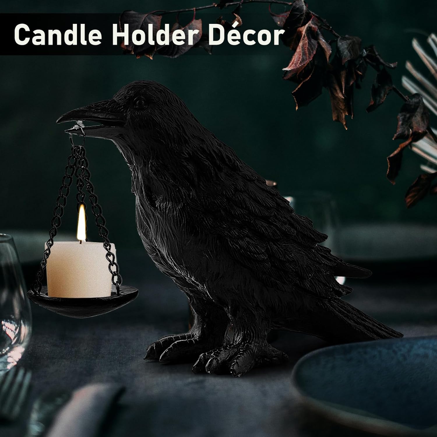Gothic Crow Lamp with Tealight – обзор и цена Home Decor Gothic